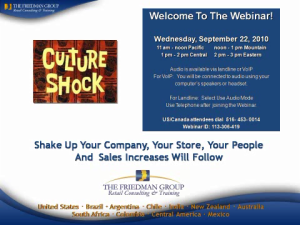 CULTURE SHOCK: Shake Up Your Company, Your Store, Your People And Sales Increases Will Follow